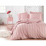 Roza posteljnina iz bombažnega satena za zakonsko posteljo z rjuho Hobby Wafel, 200 x 220 cm