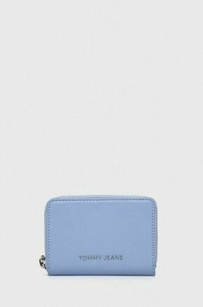 Denarnica Tommy Jeans ženski - modra. Mala denarnica iz kolekcije Tommy Jeans. Model izdelan iz ekološkega usnja.