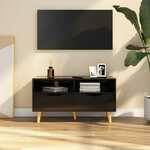 vidaXL TV omarica visok sijaj črna 90x40x48,5 cm iverna plošča