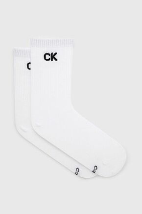 Calvin Klein nogavice - bela. Dolge nogavice iz zbirke Calvin Klein. Model iz elastičnega