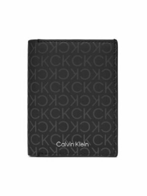 Calvin Klein Velika moška denarnica Rubberized Trifold 6Cc W/Detach K50K511379 Črna