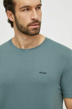 Bombažna kratka majica HUGO zelena barva - zelena. Kratka majica iz kolekcije HUGO