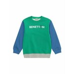 Otroški bombažen pulover United Colors of Benetton zelena barva - zelena. Otroški pulover iz kolekcije United Colors of Benetton, izdelan iz elastične pletenine. Model iz izjemno udobne bombažne tkanine, ki je zračna.