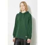 Bombažen pulover Fjallraven Vardag Hoodie W ženska, zelena barva, s kapuco, F86987.679 - turkizna. Majica s srajco s kapuco iz kolekcije Fjallraven izdelana iz elastične pletenine. Model iz izjemno udobne bombažne tkanine.