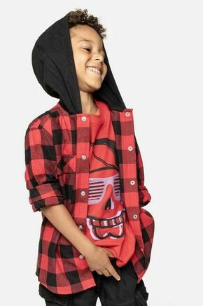 Otroška bombažna srajca Coccodrillo rdeča barva - rdeča. Otroški srajca iz kolekcije Coccodrillo. Model izdelan iz vzorčaste tkanine.