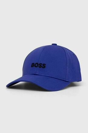 Bombažna bejzbolska kapa BOSS vijolična barva - vijolična. Kapa s šiltom vrste baseball iz kolekcije BOSS. Model izdelan iz tkanine z nalepko. Bombažen