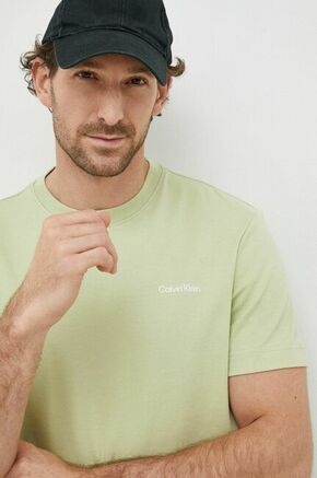 Bombažna kratka majica Calvin Klein zelena barva - zelena. Kratka majica iz kolekcije Calvin Klein. Model izdelan iz enobarvne pletenine.