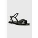 Usnjeni sandali Calvin Klein FLAT SANDAL RELOCK LTH ženski, črna barva, HW0HW01942 - črna. Sandali iz kolekcije Calvin Klein. Model je izdelan iz naravnega usnja. Model z mehkim, oblikovanim vložkom zagotavlja udobje.