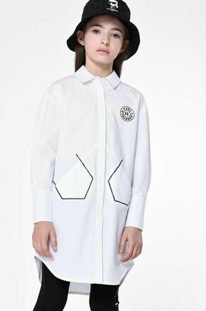 Otroška bombažna srajca Karl Lagerfeld bela barva - bela. Otroški srajca iz kolekcije Karl Lagerfeld