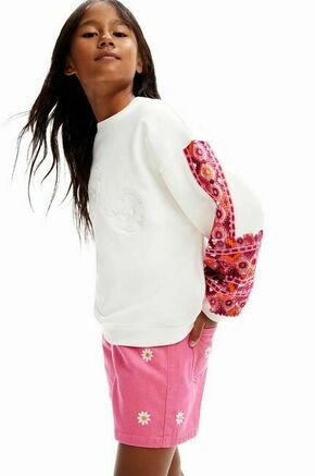 Otroški pulover Desigual bela barva - bela. Otroški pulover iz kolekcije Desigual. Model izdelan iz pletenine s potiskom.