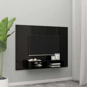VidaXL Stenska TV omarica visok sijaj črna 135x23