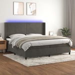 Box spring postelja z vzmetnico LED temno siva 200x200 cm žamet - vidaXL - Siva - 94,49 - 200 x 200 cm - vidaXL
