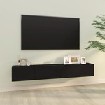 Stenska TV omarica 2 kosa črna 100x30x30 cm inženirski les