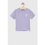 Otroška bombažna kratka majica GAP x Disney vijolična barva - vijolična. Otroška kratka majica iz kolekcije GAP. Model izdelan iz tanke, elastične pletenine. Izjemno udoben material, izdelan iz naravnih vlaken.