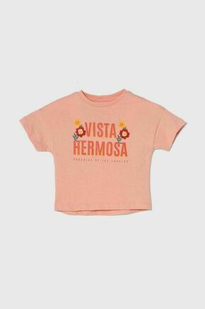 Otroška bombažna kratka majica zippy oranžna barva - oranžna. Otroške kratka majica iz kolekcije zippy. Model izdelan iz pletenine s potiskom. Model iz zračne bombažne tkanine.