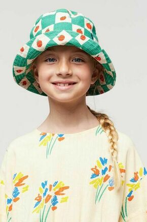 Otroški bombažni klobuk Bobo Choses zelena barva - zelena. Otroške klobuk iz kolekcije Bobo Choses. Model z ozkim robom