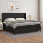 Box spring postelja z vzmetnico črna 200x200 cm umetno usnje - vidaXL - črna - 95,45 - 200 x 200 cm - vidaXL