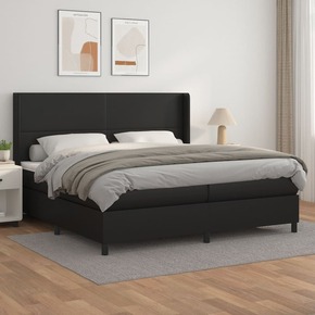 Box spring postelja z vzmetnico črna 200x200 cm umetno usnje - vidaXL - črna - 95