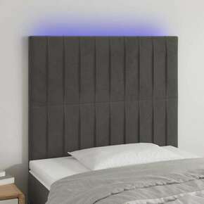 Greatstore LED posteljno vzglavje temno sivo 100x5x118/128 cm žamet
