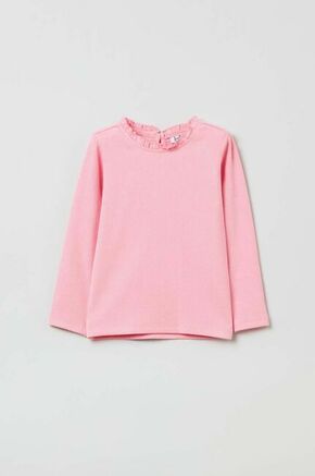 Majica z dolgimi rokavi za dojenčka OVS roza barva - roza. Majica z dolgimi rokavi za dojenčka iz kolekcije OVS. Model izdelan iz enobarvne pletenine.