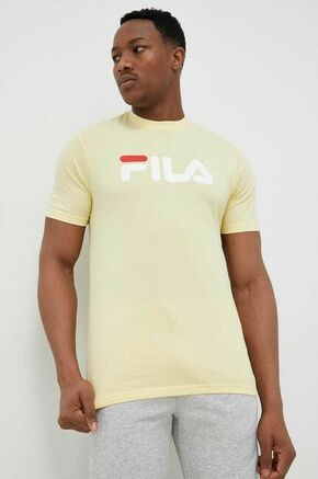 Bombažna kratka majica Fila rumena barva - rumena. Kratka majica iz kolekcije Fila. Model izdelan iz tanke