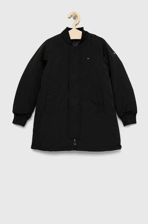 Otroška jakna Tommy Hilfiger črna barva - črna. Otroška Jakna iz kolekcije Tommy Hilfiger. Delno podloženi model izdelan iz enobarvnega materiala.