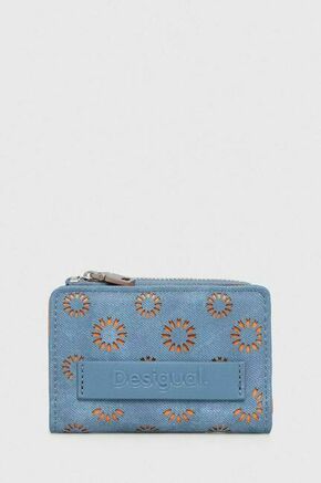 Denarnica Desigual - modra. Mala denarnica iz kolekcije Desigual. Model izdelan iz ekološkega usnja.