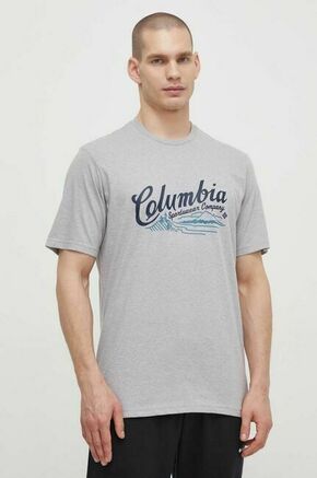 Bombažna kratka majica Columbia siva barva - siva. Kratka majica iz kolekcije Columbia. Model izdelan iz pletenine s potiskom.