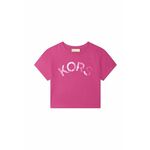 Otroška bombažna kratka majica Michael Kors vijolična barva - vijolična. Kratka majica iz kolekcije Michael Kors. Model izdelan iz pletenine s potiskom.