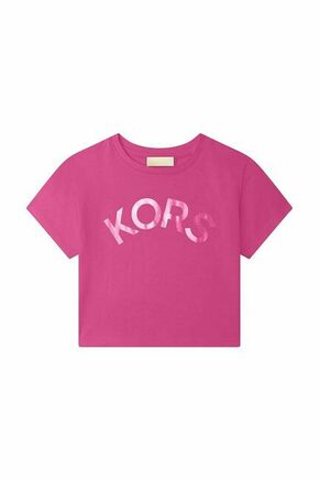 Otroška bombažna kratka majica Michael Kors vijolična barva - vijolična. Kratka majica iz kolekcije Michael Kors. Model izdelan iz pletenine s potiskom.