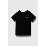 Otroška bombažna kratka majica Lacoste črna barva - črna. Otroške kratka majica iz kolekcije Lacoste, izdelana iz tanke, elastične pletenine. Model iz zračne bombažne tkanine.