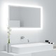 LED kopalniško ogledalo visok sijaj belo 80x8,5x37 cm