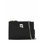 Torbica Karl Lagerfeld črna barva - črna. Majhna večerna torbica iz kolekcije Karl Lagerfeld. na zapenjanje, izdelan iz tekstilnega materiala.