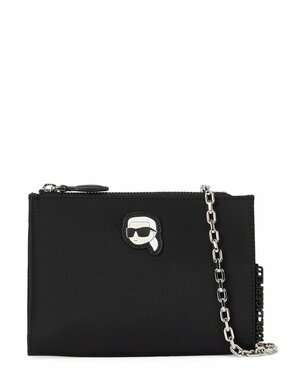 Torbica Karl Lagerfeld črna barva - črna. Majhna večerna torbica iz kolekcije Karl Lagerfeld. na zapenjanje