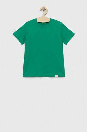 Otroška bombažna kratka majica United Colors of Benetton zelena barva - zelena. Otroške Lahkotna kratka majica iz kolekcije United Colors of Benetton. Model izdelan iz tanke