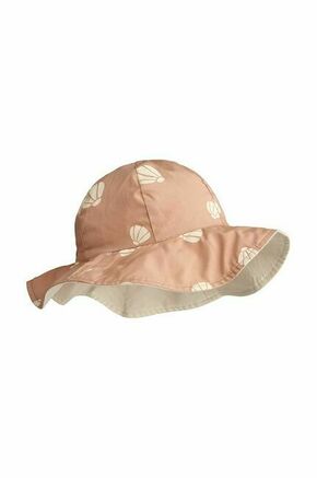 Dvostranski otroški klobuk Liewood Amelia Reversible Sun Hat bež barva - bež. Otroške klobuk iz kolekcije Liewood. Model s širokim robom