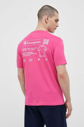Bombažna kratka majica Champion roza barva - roza. Kratka majica iz kolekcije Champion. Model izdelan iz enobarvne pletenine. Izjemno udoben material