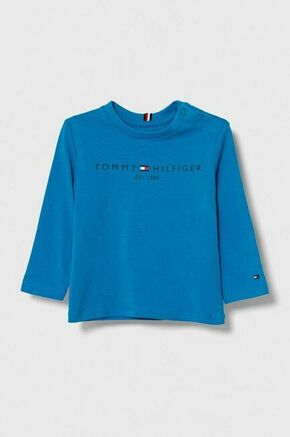 Otroška bombažna majica z dolgimi rokavi Tommy Hilfiger - modra. Otroške Majica z dolgimi rokavi iz kolekcije Tommy Hilfiger. Model izdelan iz tanke