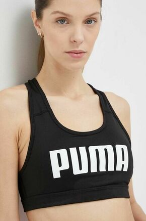 Športni modrček Puma črna barva - črna. Športni nedrček iz kolekcije Puma. Model izdelan iz enobarvnega materiala.