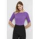 Kratka majica Lauren Ralph Lauren ženski, vijolična barva - vijolična. Kratka majica iz kolekcije Lauren Ralph Lauren, izdelana iz tanke, elastične pletenine. Model iz izjemno udobne tkanine z visoko vsebnostjo bombaža.