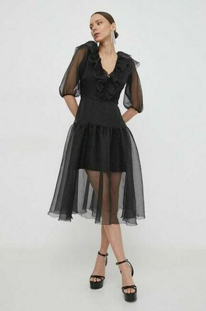 Obleka Custommade črna barva - črna. Obleka iz kolekcije Custommade. Model izdelan iz enobarvne tkanine. Izrazit model za posebne priložnosti.