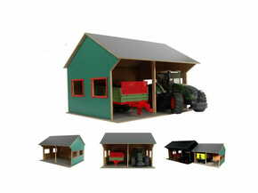 WEBHIDDENBRAND Kids Globe Kmetijstvo lesena garaža 44x53x37 cm 1:16 za 2 traktorja