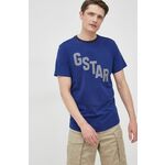G-Star Raw bombažna majica - mornarsko modra. T-shirt iz zbirke G-Star Raw. Model narejen iz tanka, elastična tkanina.