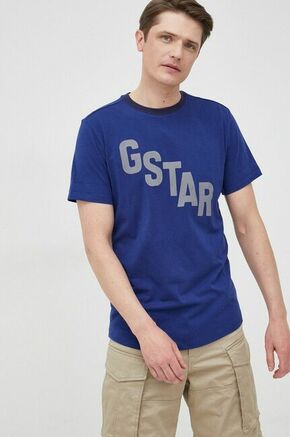 G-Star Raw bombažna majica - mornarsko modra. T-shirt iz zbirke G-Star Raw. Model narejen iz tanka