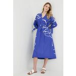 Obleka Liviana Conti - modra. Obleka iz kolekcije Liviana Conti. Teliran model izdelan iz vzorčaste tkanine.