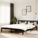shumee Okvir za posteljo, črna barva, masivni les, 160 x 200 cm