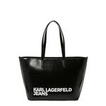 Torbica Karl Lagerfeld Jeans črna barva - črna. Velika nakupovalna torbica iz kolekcije Karl Lagerfeld Jeans. Model na zapenjanje, izdelan iz ekološkega usnja.
