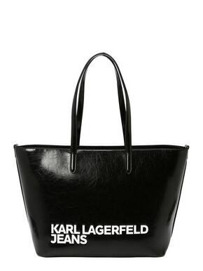 Torbica Karl Lagerfeld Jeans črna barva - črna. Velika nakupovalna torbica iz kolekcije Karl Lagerfeld Jeans. Model na zapenjanje