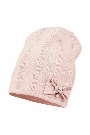 Otroška kapa Jamiks INAS roza barva - roza. Otroška kapa iz kolekcije Jamiks. Model izdelan iz pletenine z nalepko.