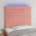 shumee LED posteljno vzglavje roza 100x5x118/128 cm žamet